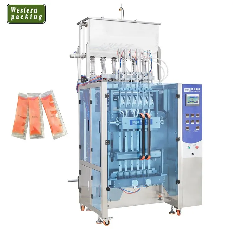 Mitmerealine kolmepoolse kotikesega želee pakkimismasin